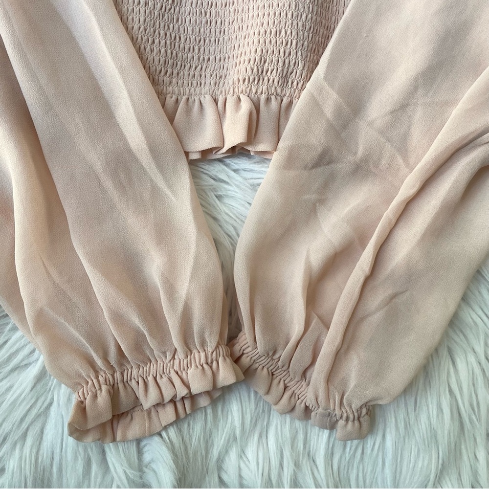 Aritzia Wilfred Lilith ruffles ruched blouse top shirt pink Coquette Whimsy - Picture 4 of 10